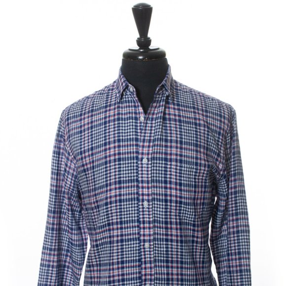 Frank & Eileen Blue Plaid Luke Linen Shirt - Picture 1 of 4